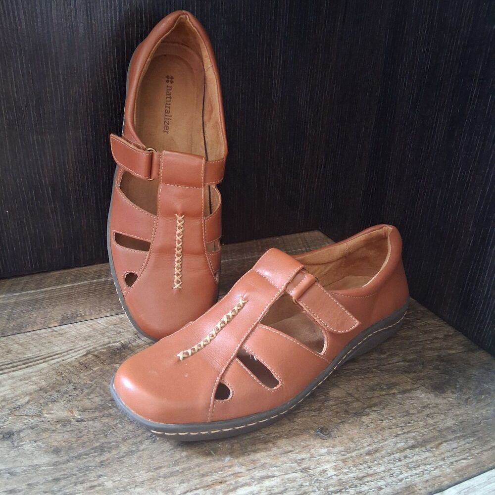 Naturalizer Brown Leather Fisherman Mary Jane Loafers Size 7